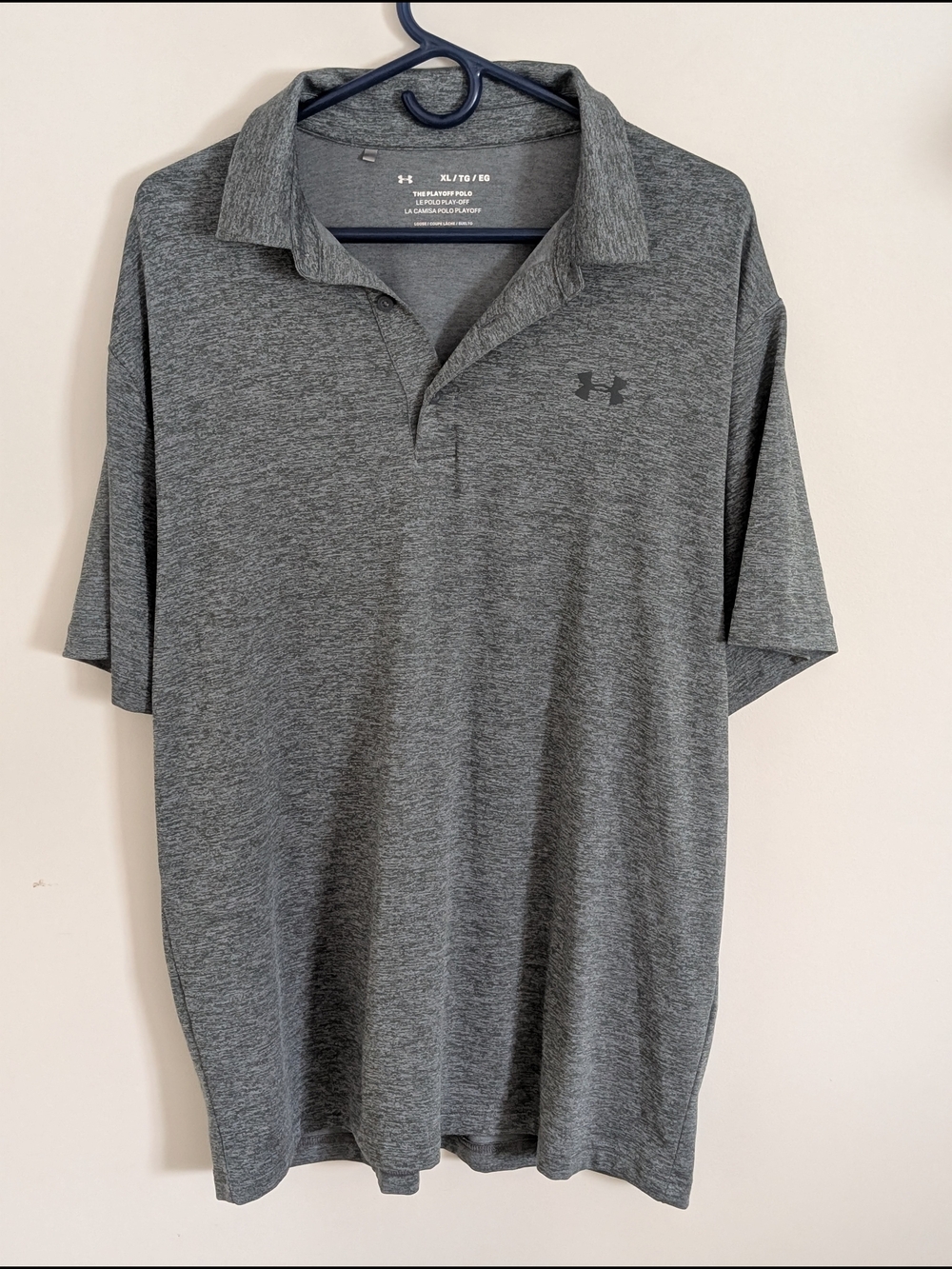 Under Armour Playoff Polo Men's XL Gray Solid Short Sleeve Loose Fit Logo